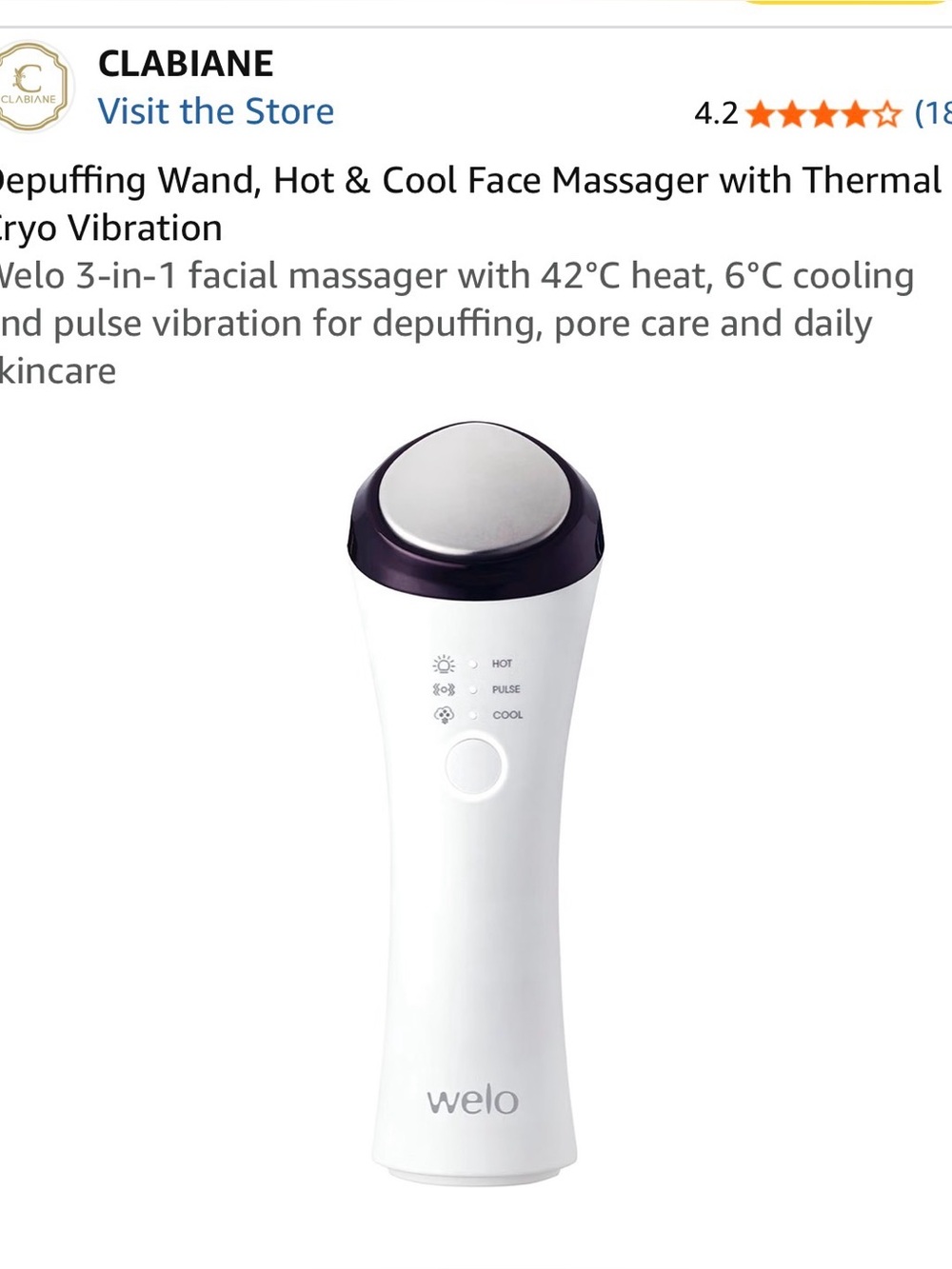 NWT Depuffing Wand, Hot & Cool Face Massager with Thermal Cryo Vibration